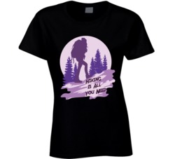 Hiking Is All You Need Camping Outdoors Cool Mountains Trees Rockies Graphic Ladies T Shirt 39084080