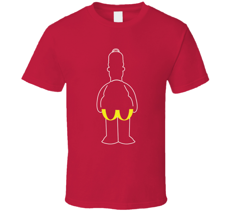 Homer Simpson Mcdonalds Parody Funny Cartoon Ass Fan T Shirt