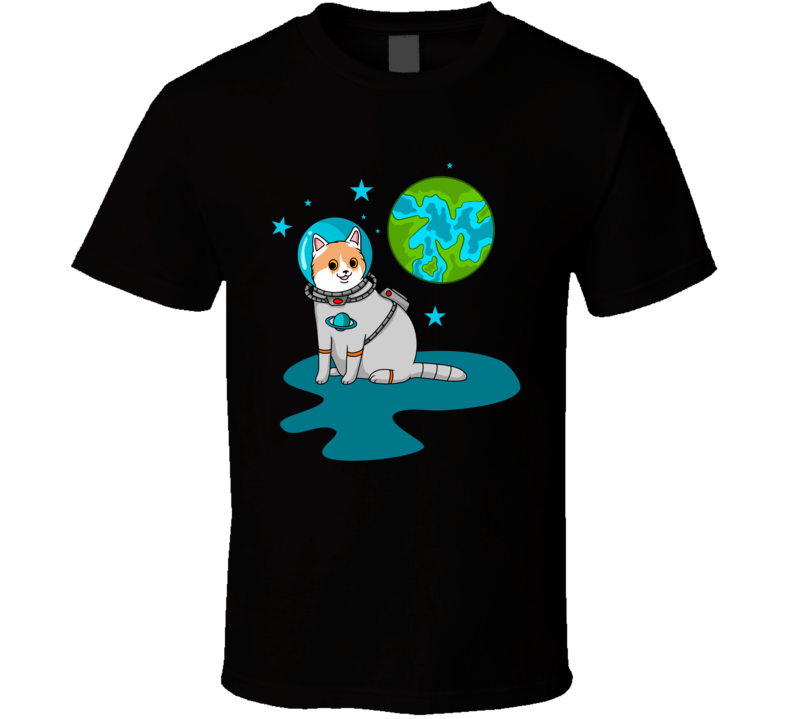 Cartoon Cat Astronaut Eart Cool  Funny Animal Space Cartoon Animal Lover Fan T Shirt