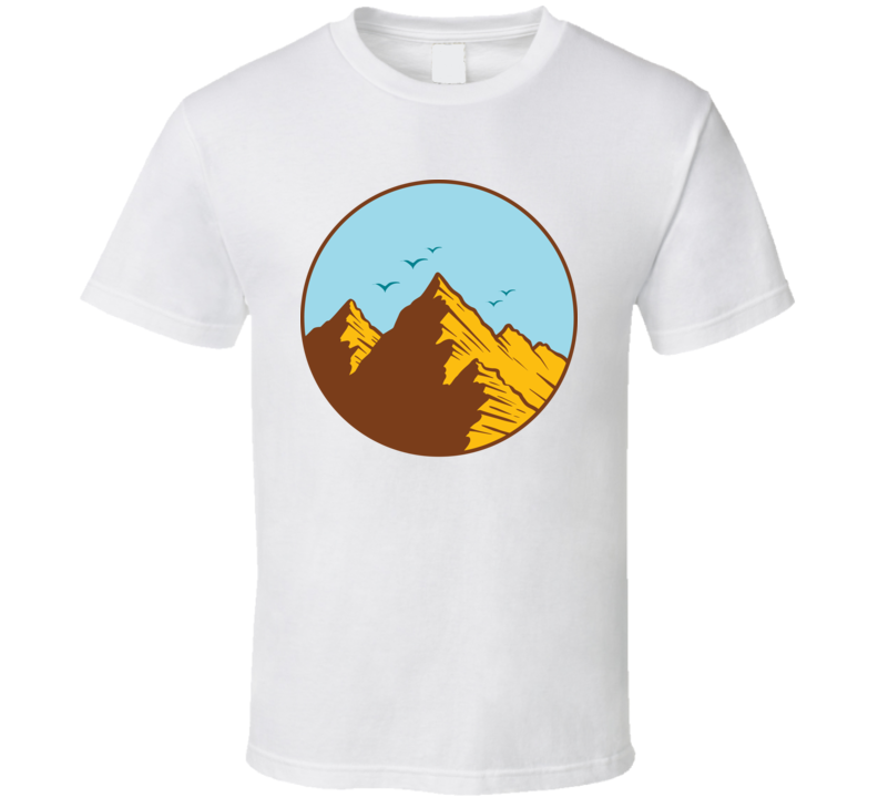 Mountain View Logo Camping Outdoors Cool Mountains Trees Rockies Graphic T Shirt