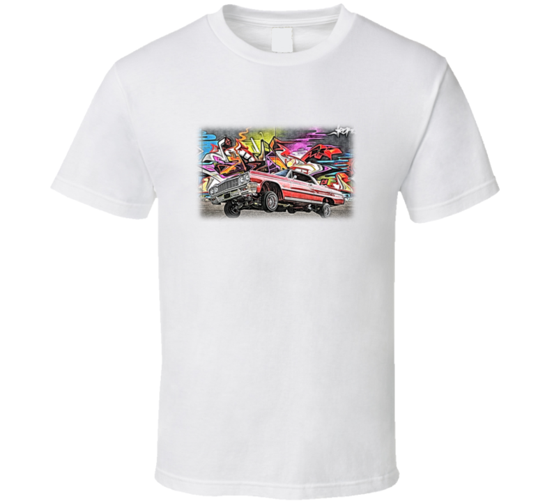 Lowrider Impala with Graffiti T Shirt White Lowrider Impala with Graffiti T Shirt White