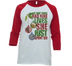 Fried Cat 9 Lives Christmas Vacation Distressed Baseball Raglan T Shirt 37106254