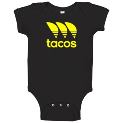 Tacos Funny Adidas Parody Logo Foodie Food Fan Baby Baby One Piece 37833915