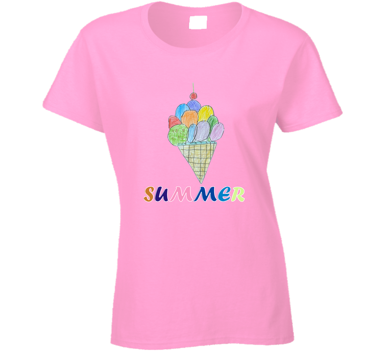 Ice Cream Summer Ladies T Shirt