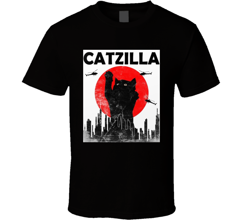 Vintage Catzilla Japanese Sunset Cool Funny Gift T Shirt