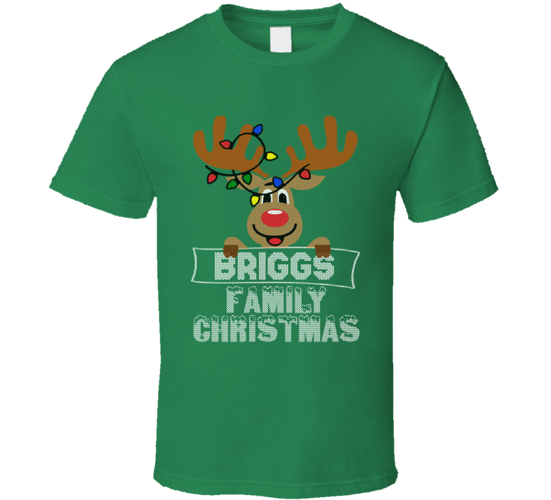 Briggs Family Christmas Reindeer Knitted Look Christmas T Shirt