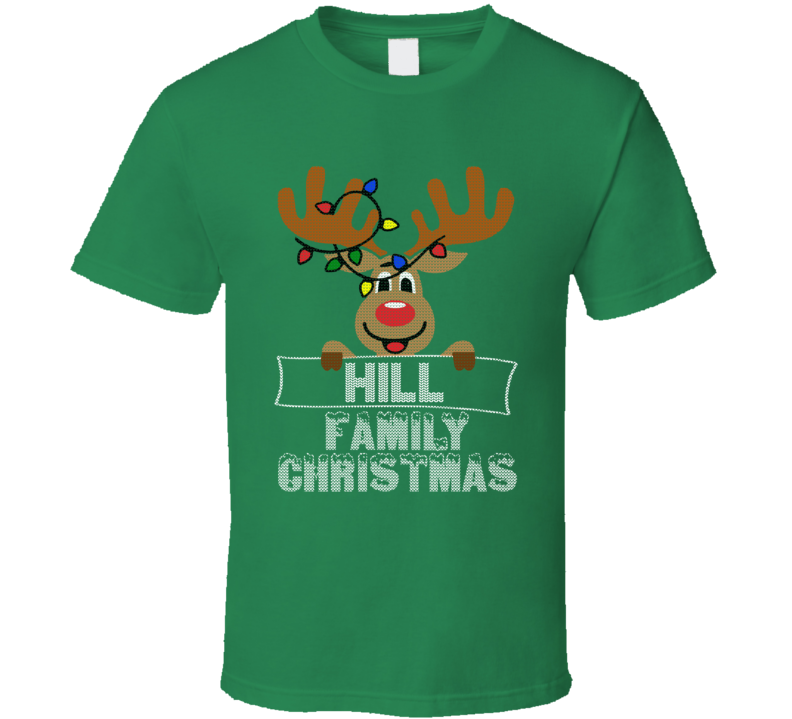 Hill Family Christmas Reindeer Knitted Look Christmas T Shirt