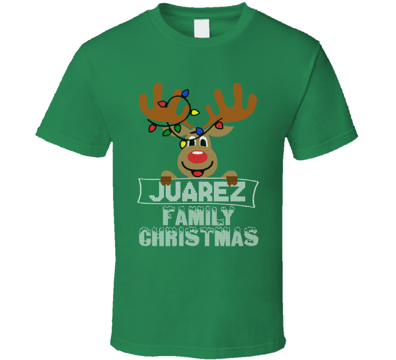 Juarez Family Christmas Reindeer Knitted Look Christmas T Shirt