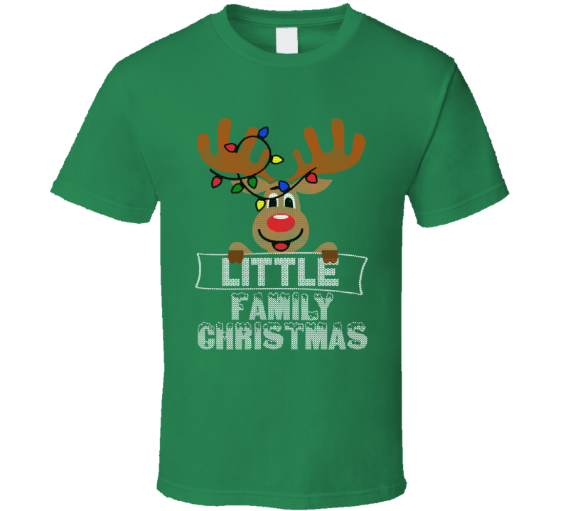 Little Family Christmas Reindeer Knitted Look Christmas T Shirt
