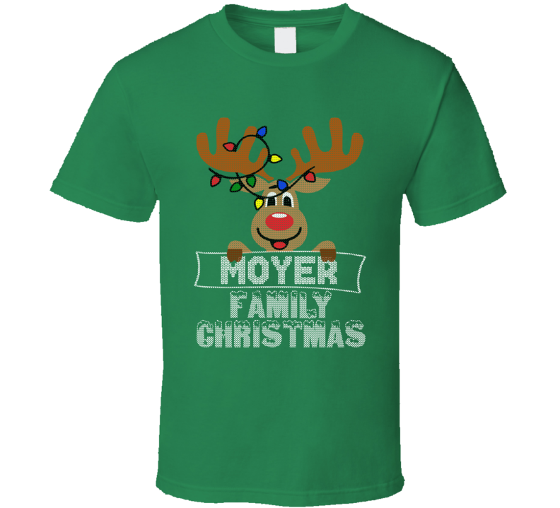 Moyer Family Christmas Reindeer Knitted Look Christmas T Shirt