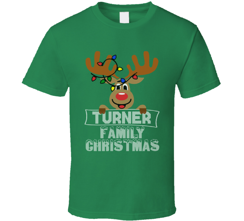 Turner Family Christmas Reindeer Knitted Look Christmas T Shirt