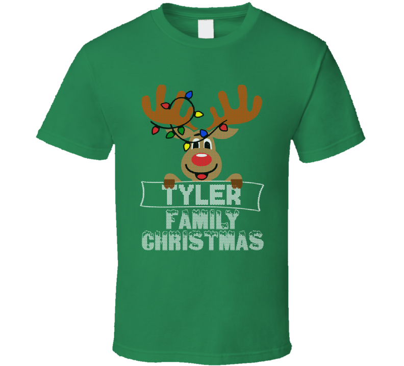 Tyler Family Christmas Reindeer Knitted Look Christmas T Shirt
