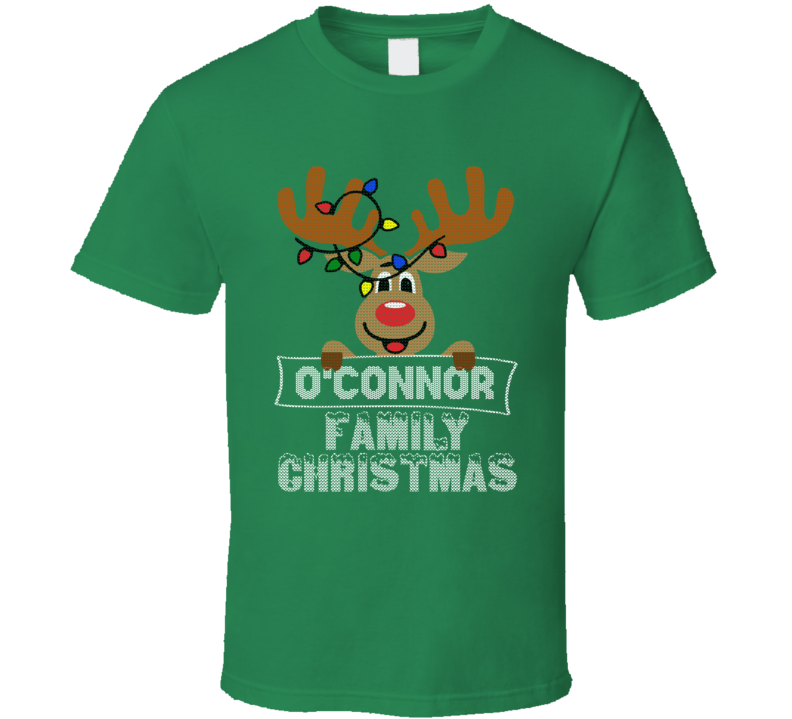 O&#039;connor Family Christmas Reindeer Knitted Look Christmas T Shirt