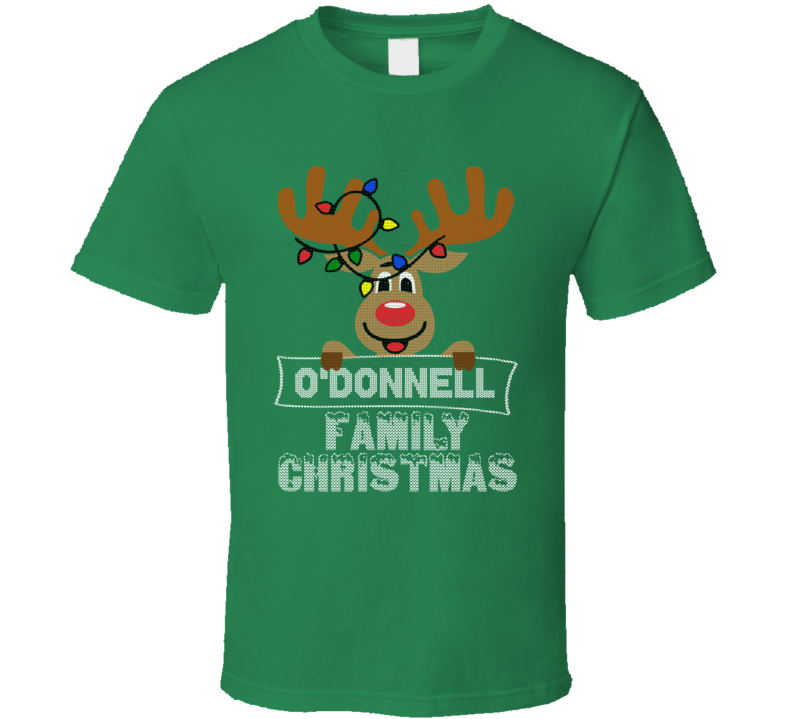 O&#039;donnell Family Christmas Reindeer Knitted Look Christmas T Shir
