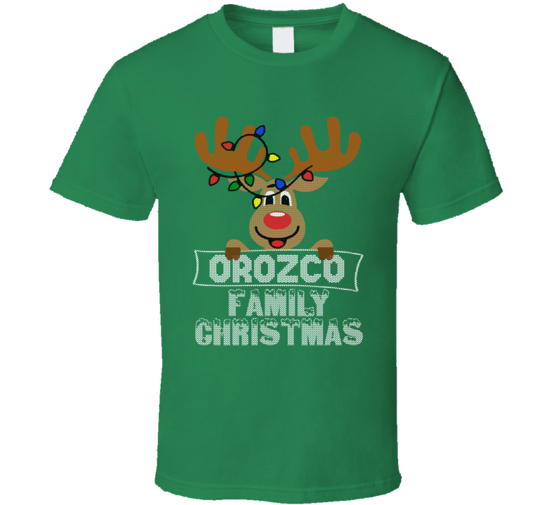 Orozco Family Christmas Reindeer Knitted Look Christmas T Shirt