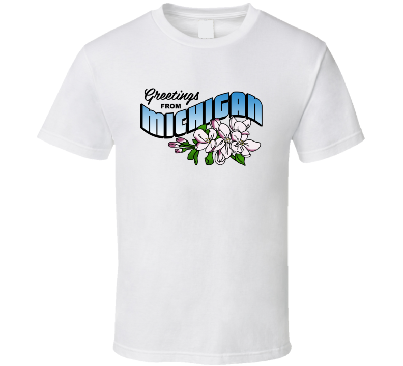 Michigan Greetings From Michigan Large Letter Postcard State Flower T Shirt