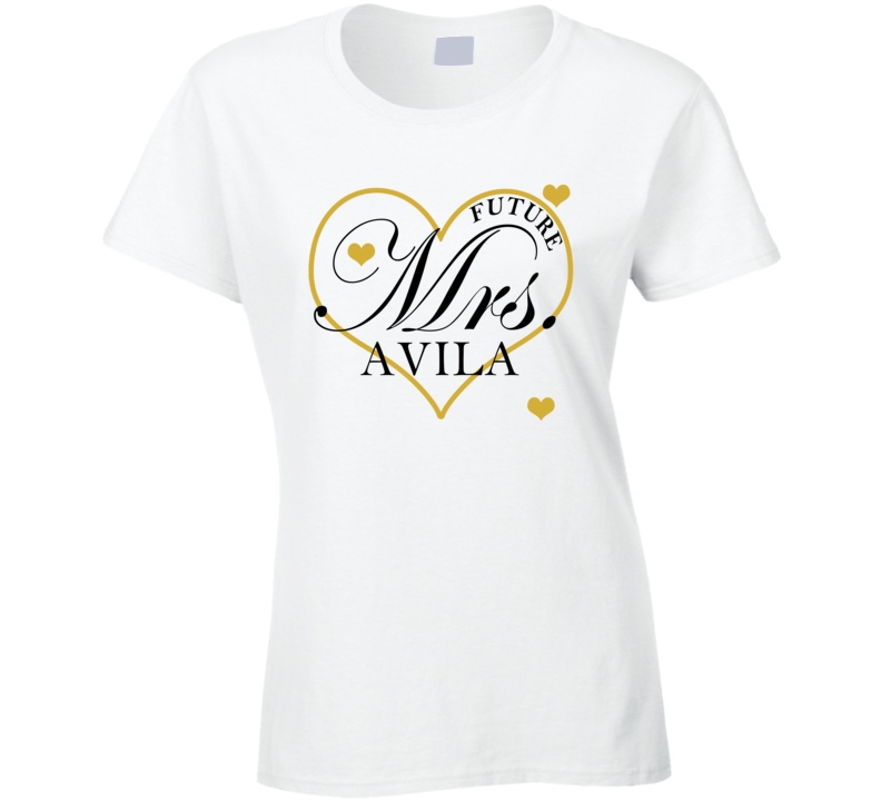 Future Mrs Avila Gold Hearts Engagement T Shirt