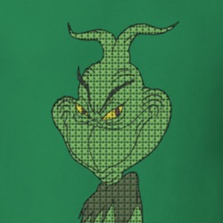 Grinch Face Cross Stitch Look Christmas T shirt 25718488