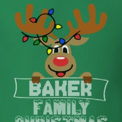 Baker Family Christmas Reindeer Knitted Look Christmas T Shirt 35073534