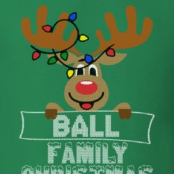 Ball Family Christmas Reindeer Knitted Look Christmas T Shirt 35073539