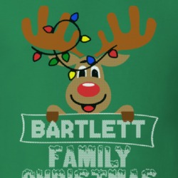 Bartlett Family Christmas Reindeer Knitted Look Christmas T Shirt 35073564