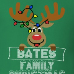 Bates Family Christmas Reindeer Knitted Look Christmas T Shirt 35073569