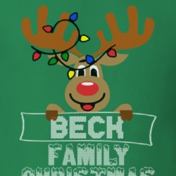 Beck Family Christmas Reindeer Knitted Look Christmas T Shirt 35073582