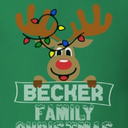 Becker Family Christmas Reindeer Knitted Look Christmas T Shirt 35073583