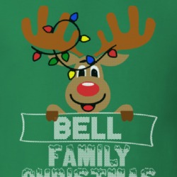 Bell Family Christmas Reindeer Knitted Look Christmas T Shirt 35073585