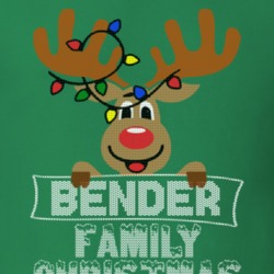 Bender Family Christmas Reindeer Knitted Look Christmas T Shirt 35073588