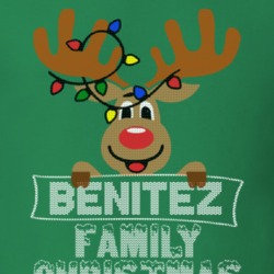 Benitez Family Christmas Reindeer Knitted Look Christmas T Shirt 35073590
