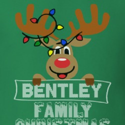 Bentley Family Christmas Reindeer Knitted Look Christmas T Shirt 35073598