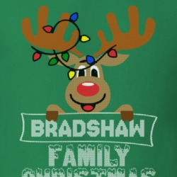 Bradshaw Family Christmas Reindeer Knitted Look Christmas T Shirt 35073656