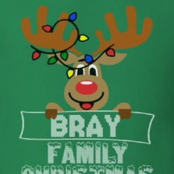 Bray Family Christmas Reindeer Knitted Look Christmas T Shirt 35073665
