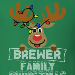 Brewer Family Christmas Reindeer Knitted Look Christmas T Shirt 35073669
