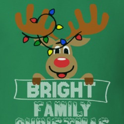 Bright Family Christmas Reindeer Knitted Look Christmas T Shirt 35073674