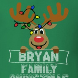 Bryan Family Christmas Reindeer Knitted Look Christmas T Shirt 35073685