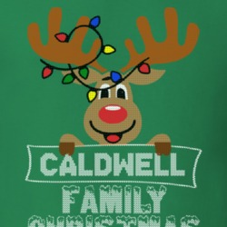 Caldwell Family Christmas Reindeer Knitted Look Christmas T Shirt 35073716