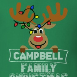 Campbell Family Christmas Reindeer Knitted Look Christmas T Shirt 35073724