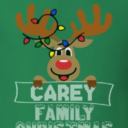 Carey Family Christmas Reindeer Knitted Look Christmas T Shirt 35073735