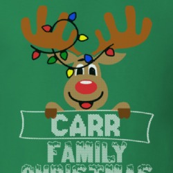 Carr Family Christmas Reindeer Knitted Look Christmas T Shirt 35073742