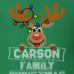 Carson Family Christmas Reindeer Knitted Look Christmas T Shirt 35073747