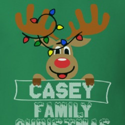 Casey Family Christmas Reindeer Knitted Look Christmas T Shirt 35073752