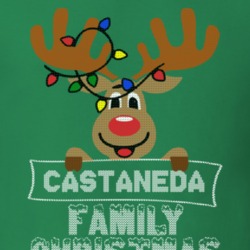 Castaneda Family Christmas Reindeer Knitted Look Christmas T Shirt 35073754