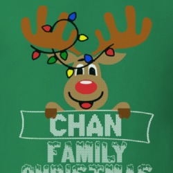 Chan Family Christmas Reindeer Knitted Look Christmas T Shirt 35073762
