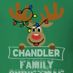 Chandler Family Christmas Reindeer Knitted Look Christmas T Shirt 35073763
