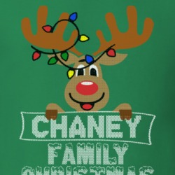 Chaney Family Christmas Reindeer Knitted Look Christmas T Shirt 35073765