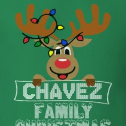Chavez Family Christmas Reindeer Knitted Look Christmas T Shirt 35073775