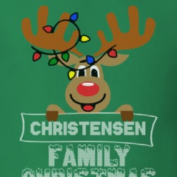 Christensen Family Christmas Reindeer Knitted Look Christmas T Shirt 35073782