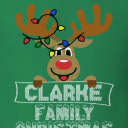 Clarke Family Christmas Reindeer Knitted Look Christmas T Shirt 35073791